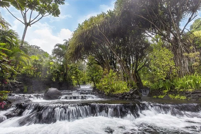 A cascading thermal pool at Tabacón hot springs near Arenal Volcano and La Fortuna, Costa Rica